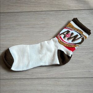 NEW A&W Root Beer Logo Cream and Brown Socks